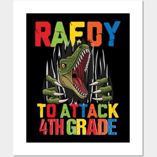 Funny Ready To Attack 4th Grade Shark First Day of School Gifts Kids Posters and Art